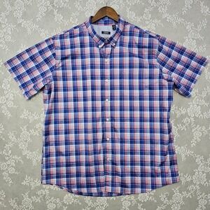 IZOD Plaid‎ Button Down Shirt Men's 2XL Colorful Stretch Lightweight Preppy